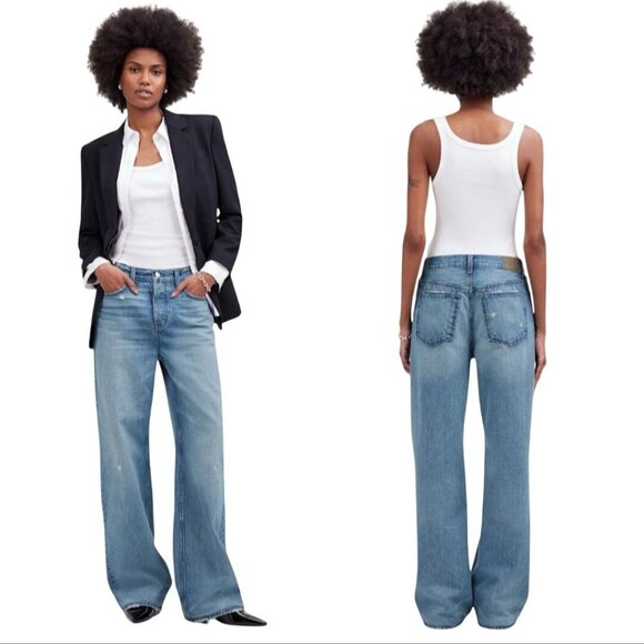 Madewell Denim - Madewell Low Slung Baggy Jeans Button Fly 5 Pockets Hamburg Wash Tall Size 29T